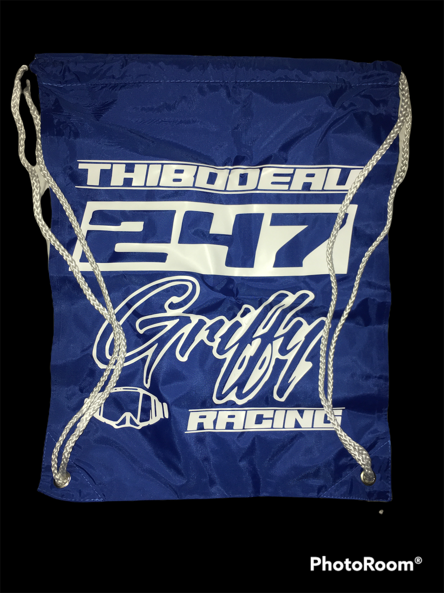 Griffy Racing White Drawstring Backpack / LINEBAG / GOGGLE Bag