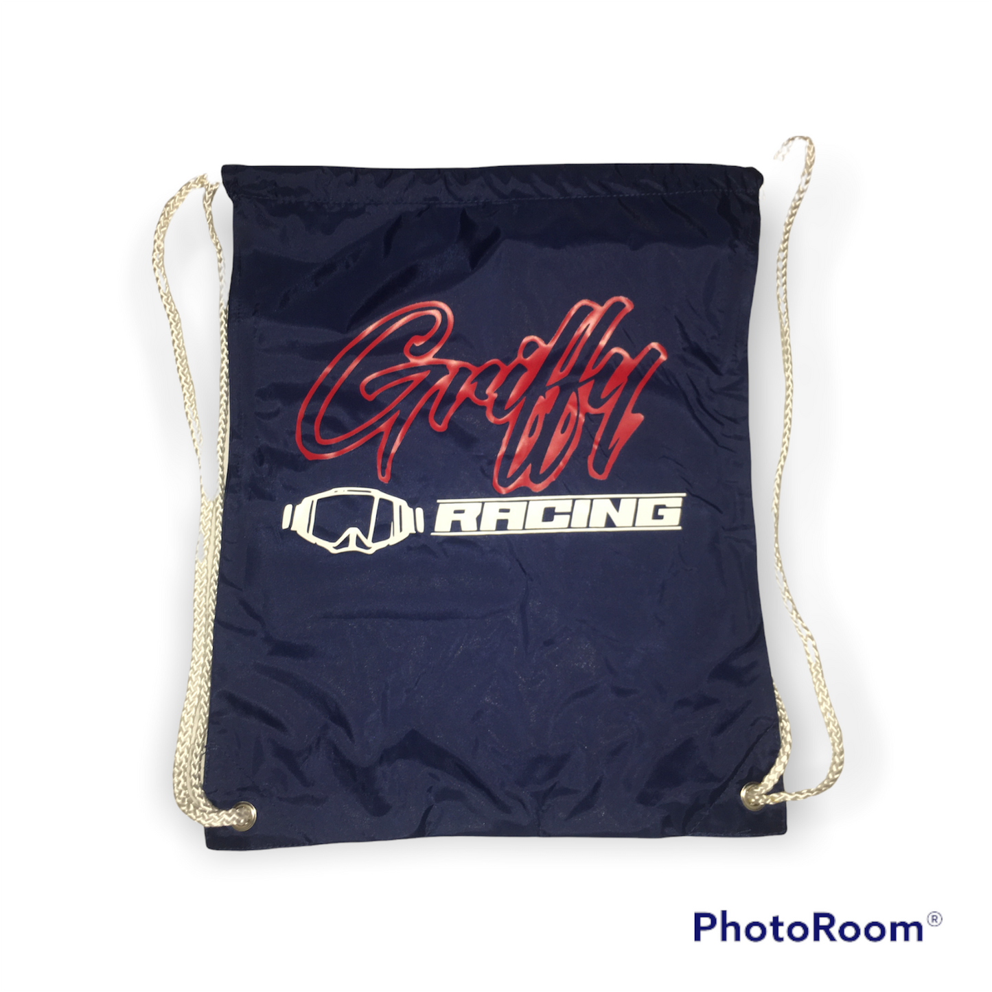 Griffy Racing White Drawstring Backpack / LINEBAG / GOGGLE Bag