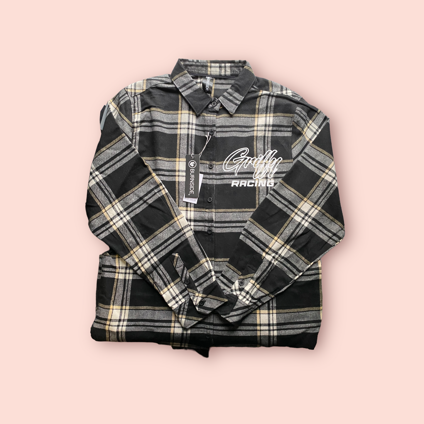 Griffy Racing Burnside Ladies' Yarn-Dyed Long Sleeve Plaid Flannel Shirt