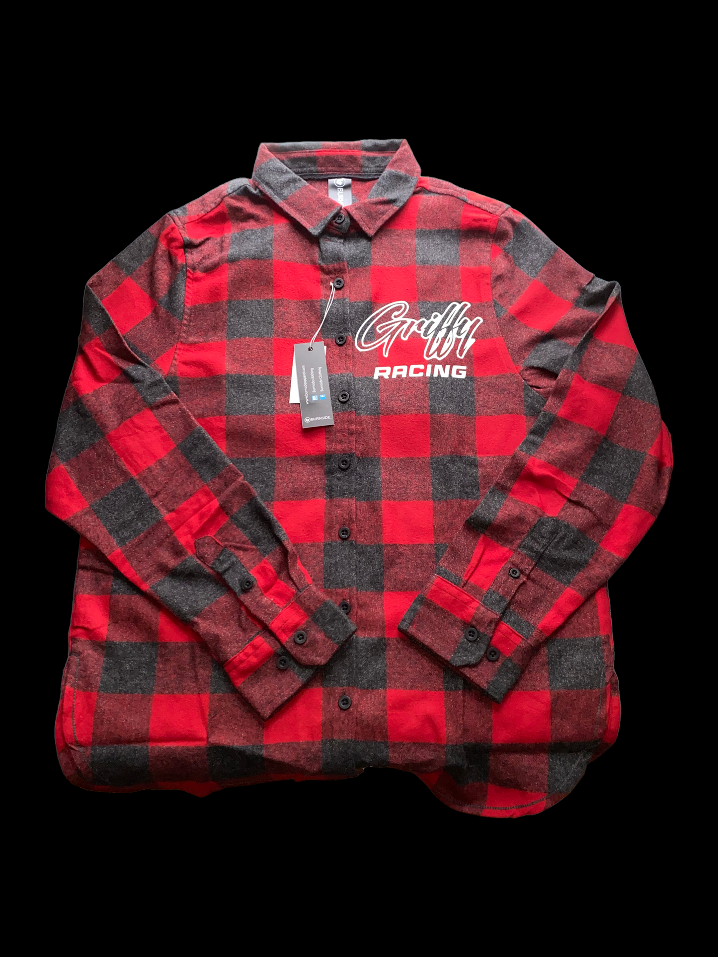 Griffy Racing Burnside Ladies' Yarn-Dyed Long Sleeve Plaid Flannel Shirt
