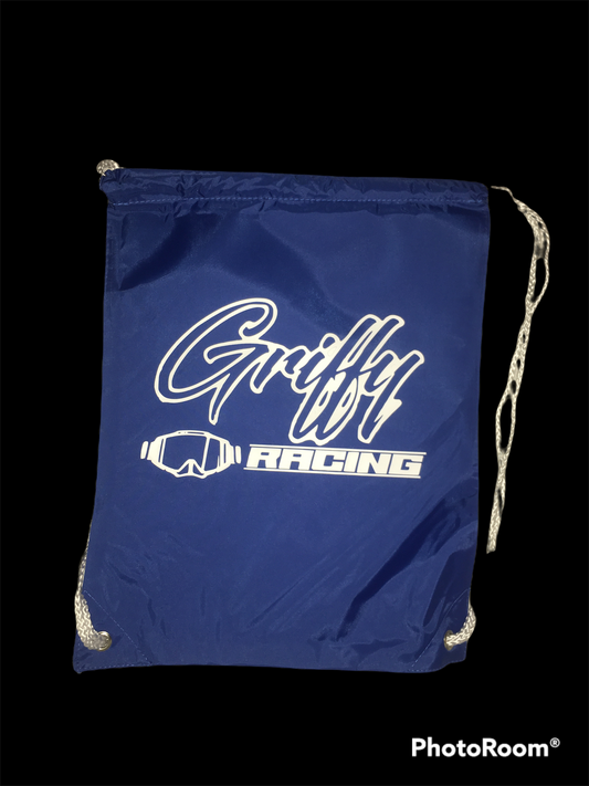 Griffy Racing White Drawstring Backpack / LINEBAG / GOGGLE Bag