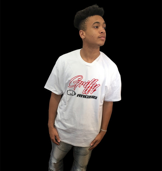 Griffy Racing T-shirt White with Red and Black logo